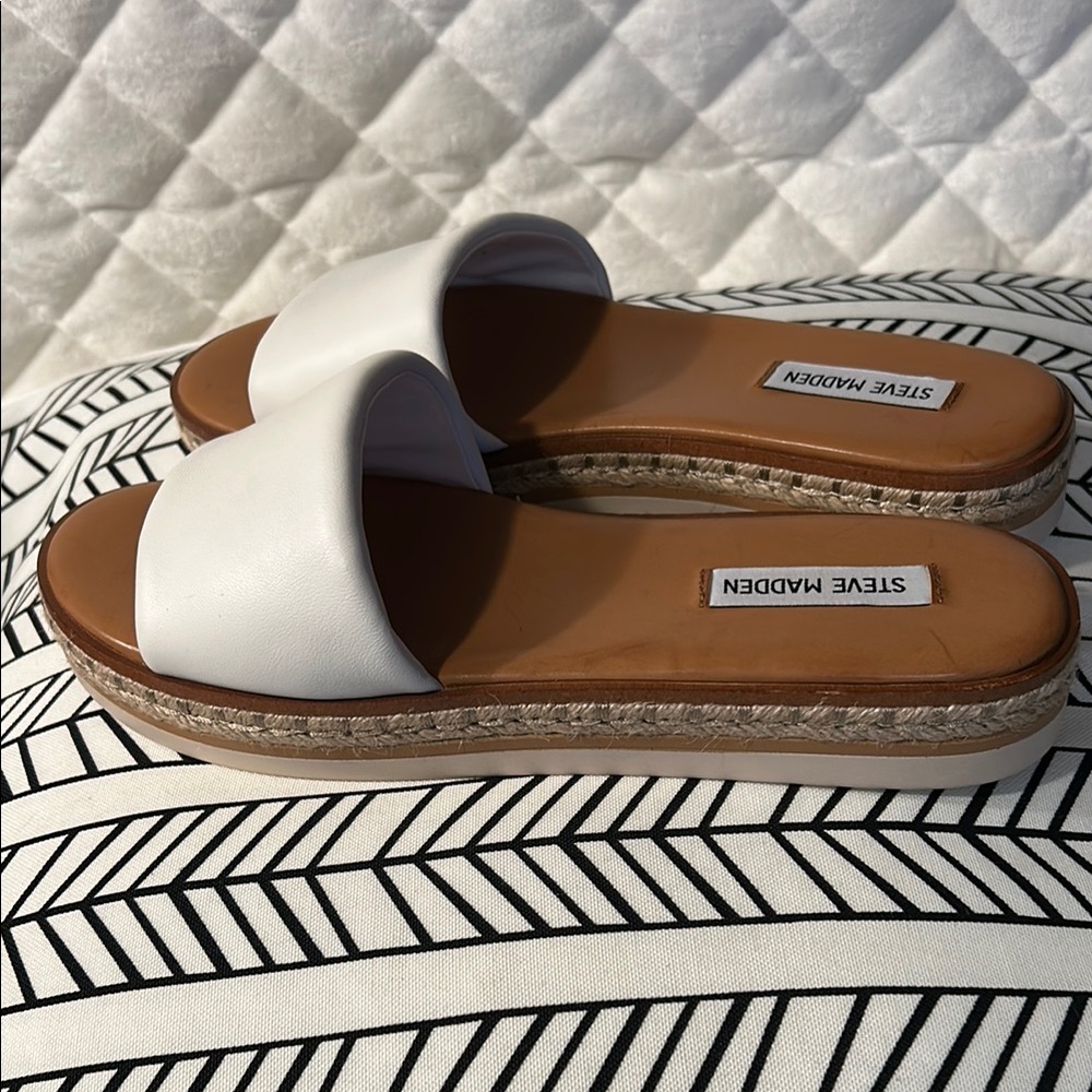 Steve Madden Enough White Slide Sandals for Women